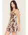 Image #2 - Bona Women's Cow Print Sleeveless Ruffle Mini Dress, Brown, hi-res