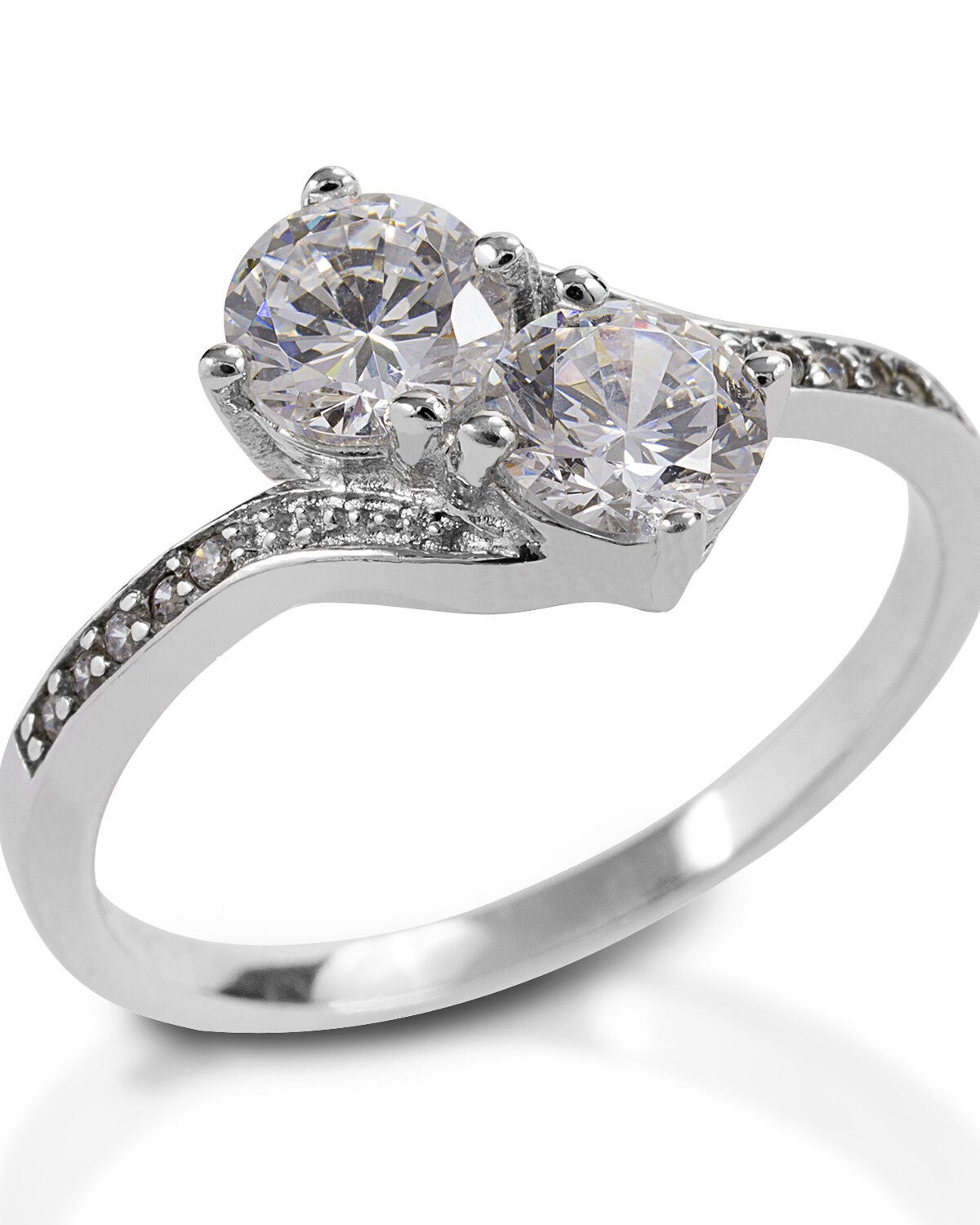 Kelly Herd Women's Two Stone Pave Band Ring, Silver, hi-res