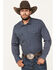 Image #1 - Cody James Men's Old West Checkered Print Long Sleeve Snap Western Shirt, Dark Blue, hi-res