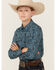Image #2 - Cody James Boys' Lasso Paisley Print Long Sleeve Snap Western Shirt, Blue, hi-res