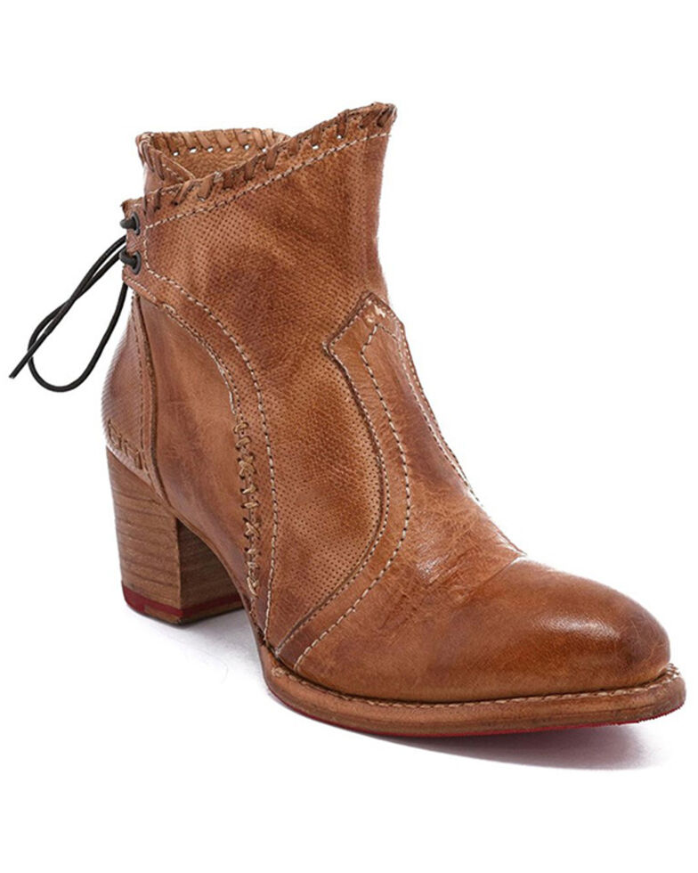 Bed Stu Women's Bia Braided Trim Booties - Round Toe, Tan, hi-res