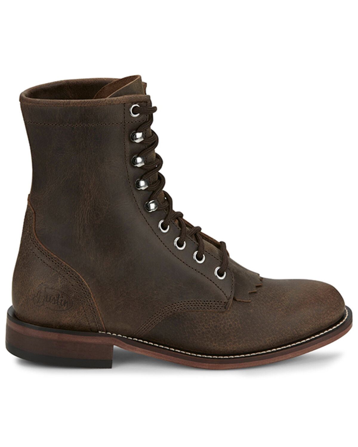 Image #2 - Justin Women's McKean Lace-Up Boots - Round Toe, Khaki, hi-res