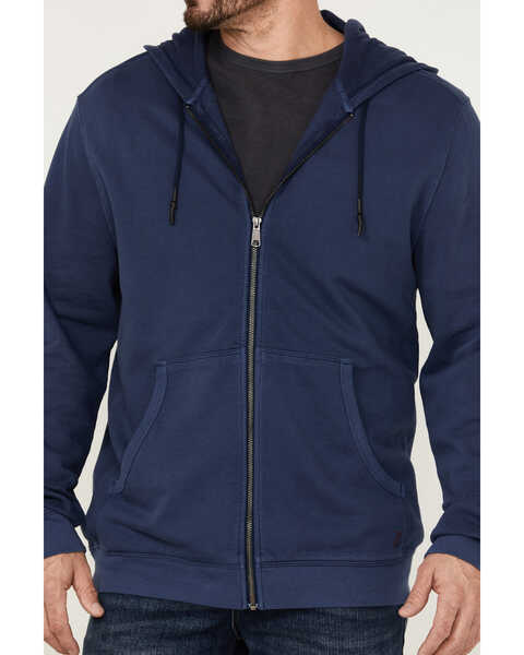Brothers & Sons Men's Weathered French Terry Zip-Front Hooded Jacket, Navy, hi-res