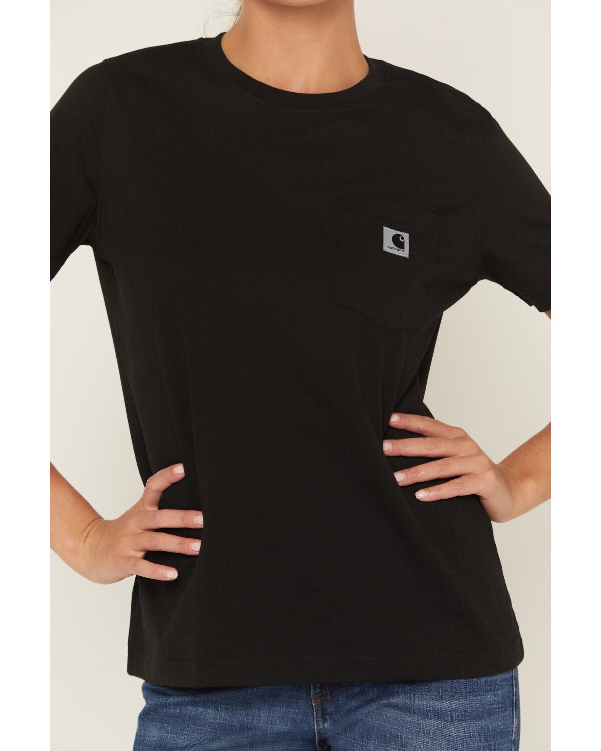 Image #3 - Carhartt Women's Relaxed Fit Lightweight Short Sleeve Pocket Tee, Black, hi-res