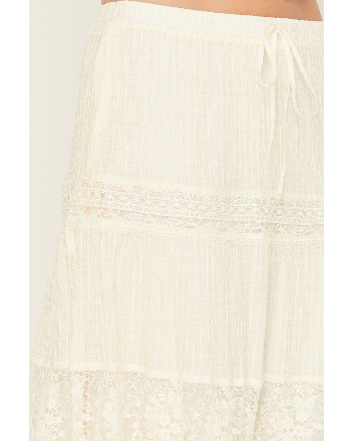 Image #2 - Listicle Women's Tiered Lace Midi Skirt, Cream, hi-res
