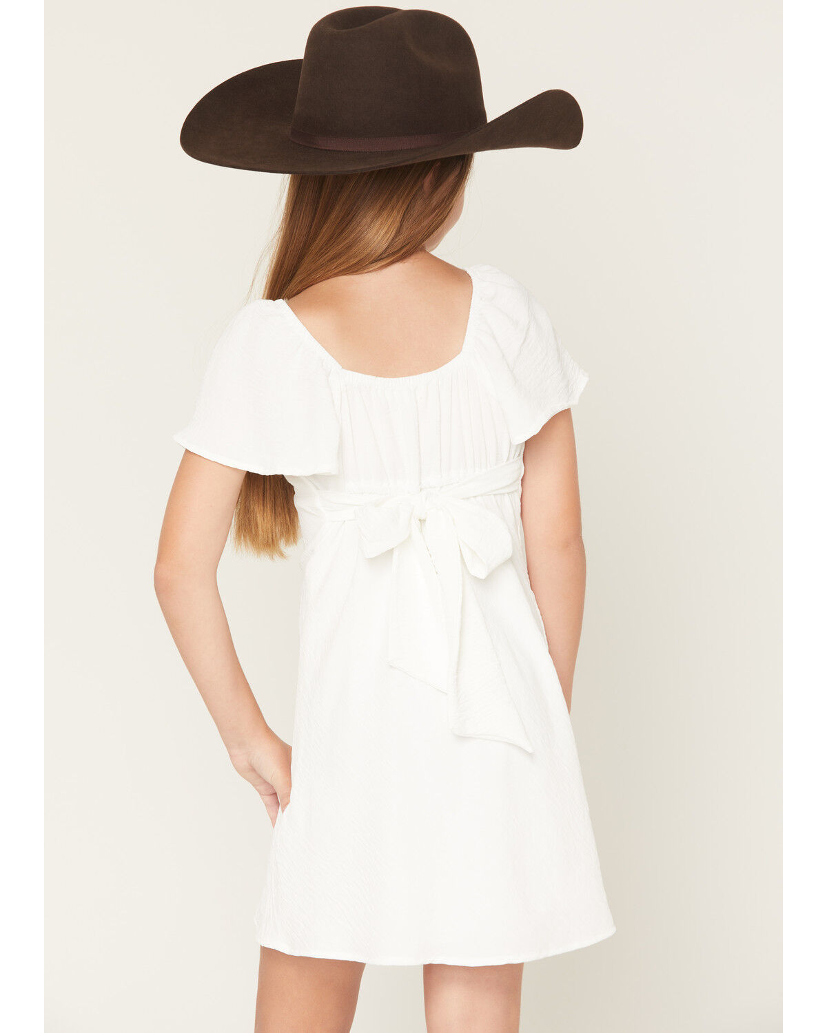 Image #4 - Originality Girls' Emma Tie Back Dress, White, hi-res