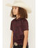 Image #2 - RANK 45&reg; Boys' Tonal Southwestern Print Short Sleeve Button-Down Polo, Burgundy, hi-res