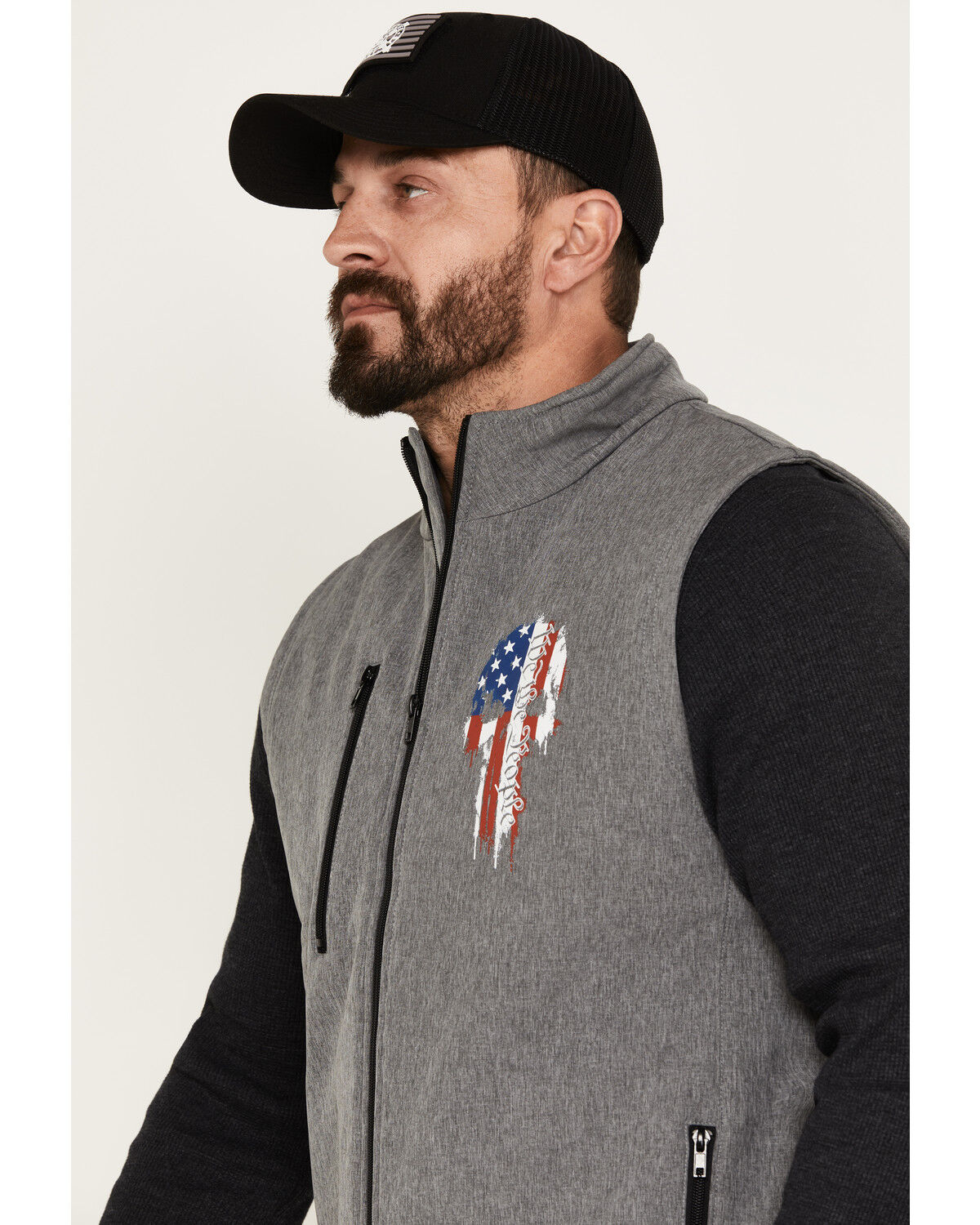 Image #2 - Howitzer Men's Skull Bonded Vest, Charcoal, hi-res