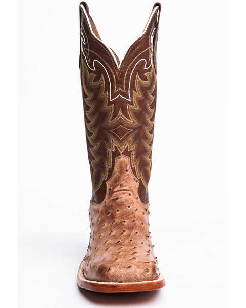Tony Lama Men's San Saba Vintage Full Quill Ostrich Cowboy Boots - Square Toe, Chocolate, hi-res