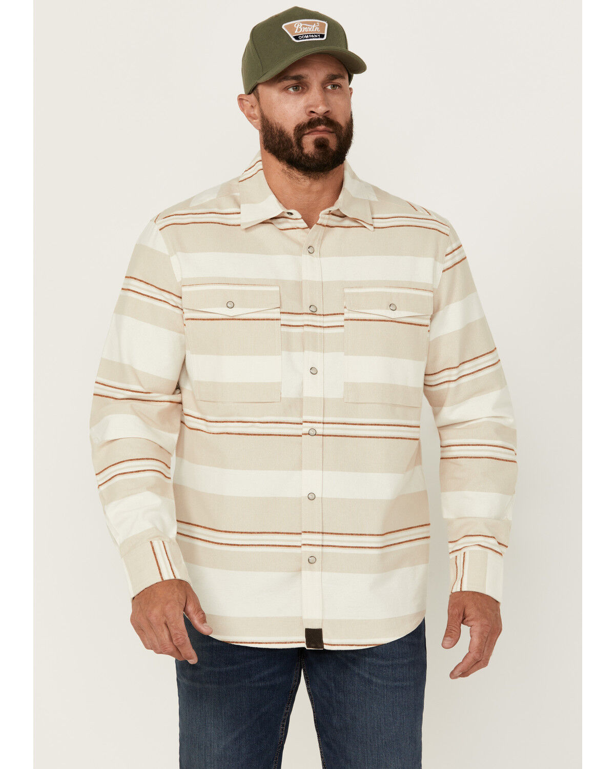 Image #1 - Dakota Grizzly Men's Shane Striped Long Sleeve Snap Western Shirt, Sand, hi-res