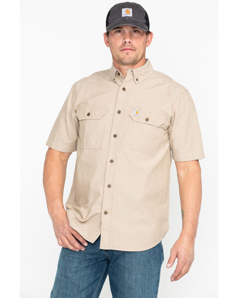 Carhartt Fort Short Sleeve Work Shirt, Tan, hi-res