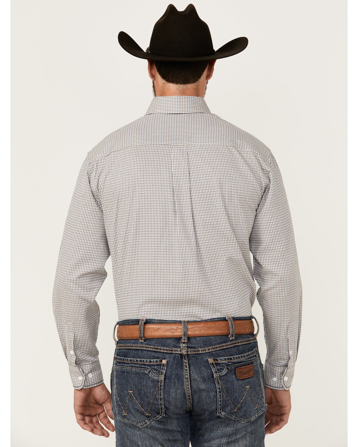 Image #4 - Rough Stock by Panhandle Men's Dobby Print Long Sleeve Button-Down Western Shirt, White, hi-res