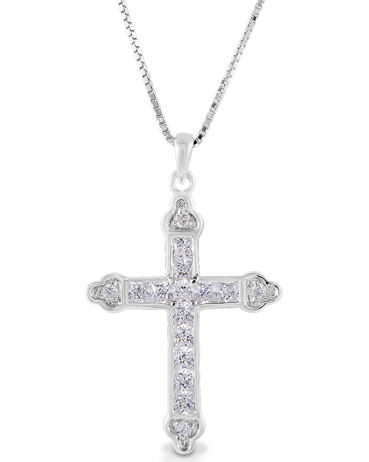 Kelly Herd Women's Clear Cross Necklace, Silver, hi-res