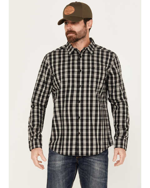 Image #2 - Brothers and Sons Men's Atascosa Plaid Print Long Sleeve Button-Down Western Shirt, Black, hi-res