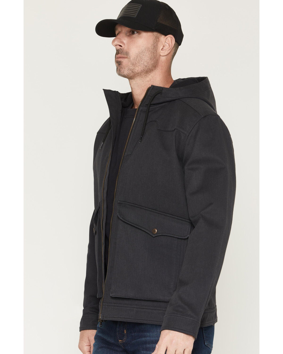 Image #2 - Cody James Men's FR Harrisburg Hooded Softshell Jacket, Black, hi-res