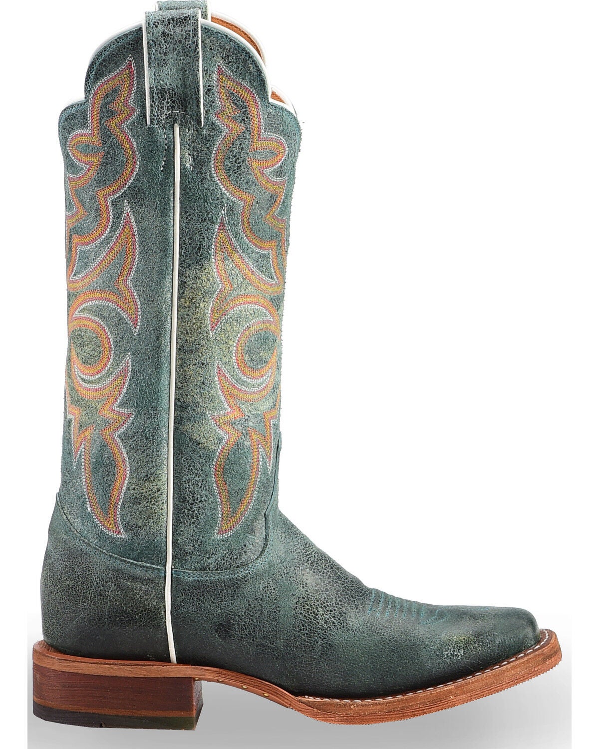 turquoise square toe boots