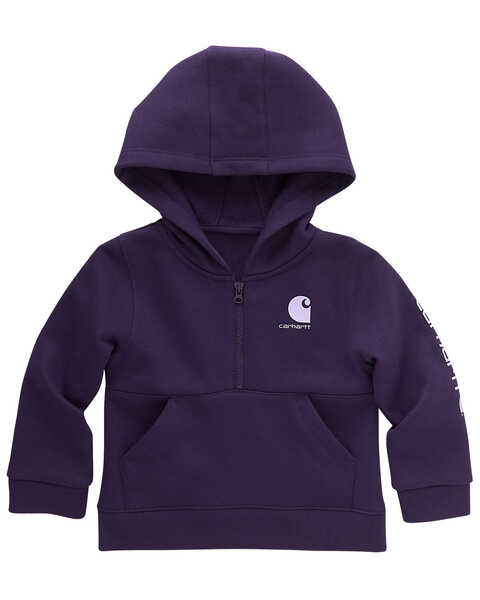 Image #1 - Carhartt Toddler Girls' Logo 1/2 Zip Hoodie , Purple, hi-res