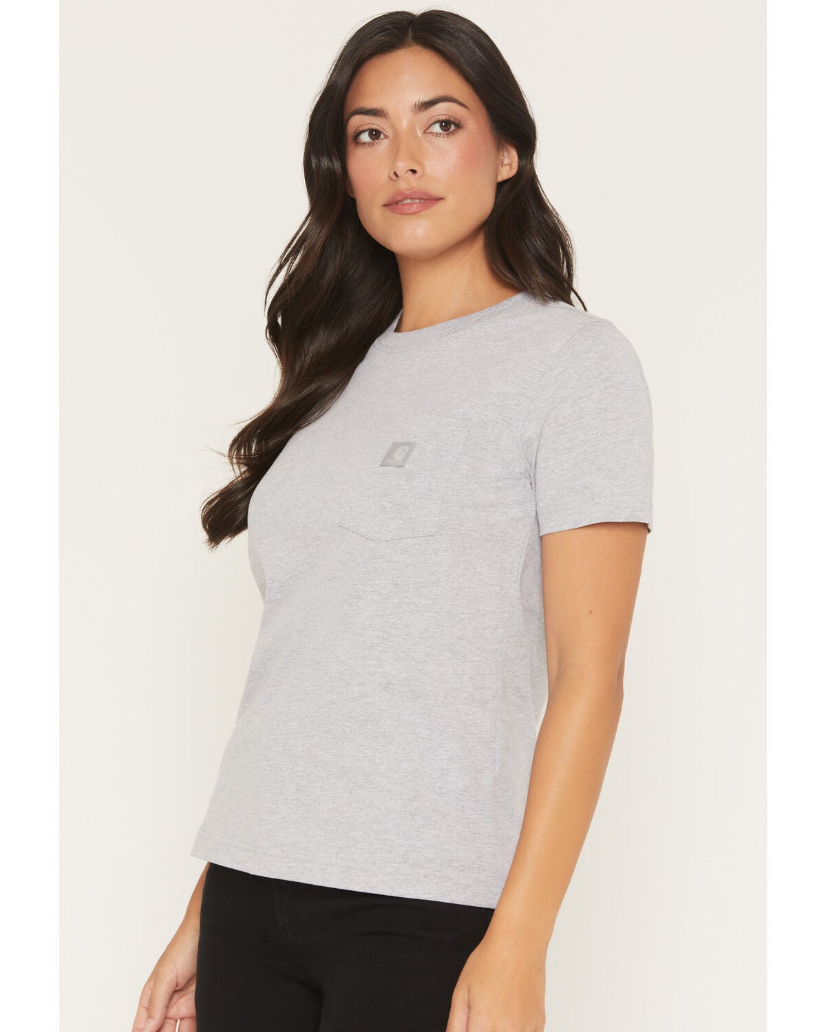 Image #1 - Carhartt Women's Relaxed Fit Lightweight Short Sleeve Pocket Work Tee, Heather Grey, hi-res