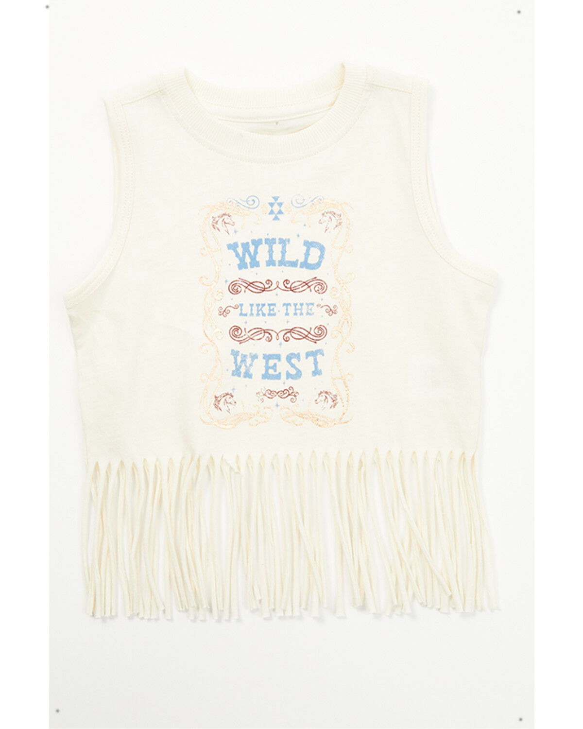 Image #1 - Shyanne Toddler Girls' Wild Like The West Fringe Graphic Tank Top, Cream, hi-res