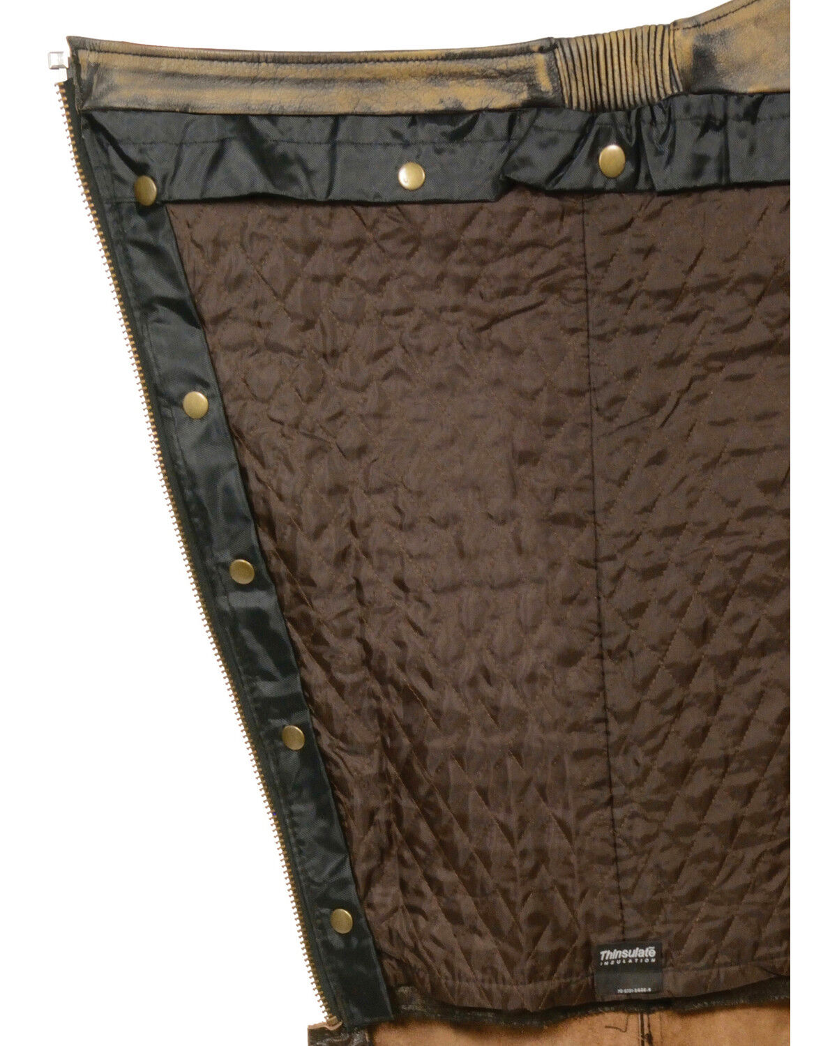 Image #2 - Milwaukee Leather Men's Distressed Thermal Lined Chaps - Big 4X, Black/tan, hi-res
