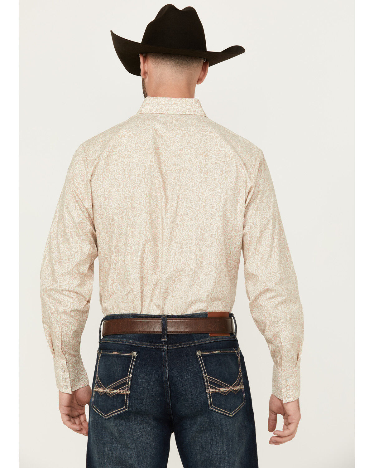 Image #4 - Ely Walker Men's Paisley Print Long Sleeve Snap Western Shirt, Beige, hi-res