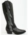 Image #2 - Italian Cowboy Women's Bolt Overlay Tall Western Boots - Snip Toe , Dark Grey, hi-res