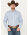 Image #1 - George Strait by Wrangler Men's Geo Print Long Sleeve Button-Down Western Shirt, Blue, hi-res