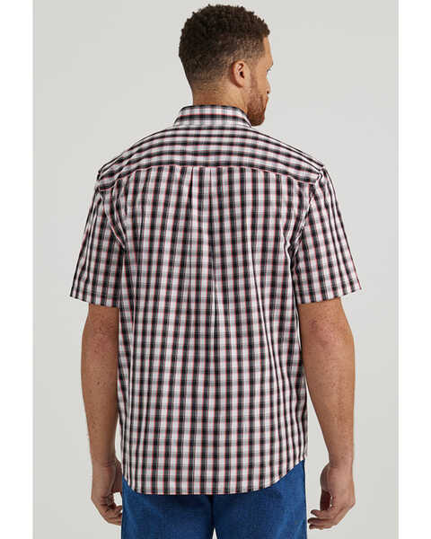 Image #1 - Wrangler Men's Classic Plaid Print Short Sleeve Button-Down Western Shirt - Tall, Black, hi-res