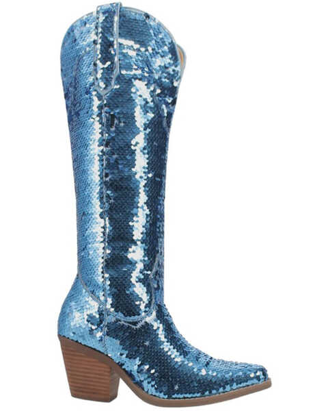 Image #2 - Dingo Women's Sequin Dance Hall Queen Tall Western Boots - Snip Toe , Blue, hi-res