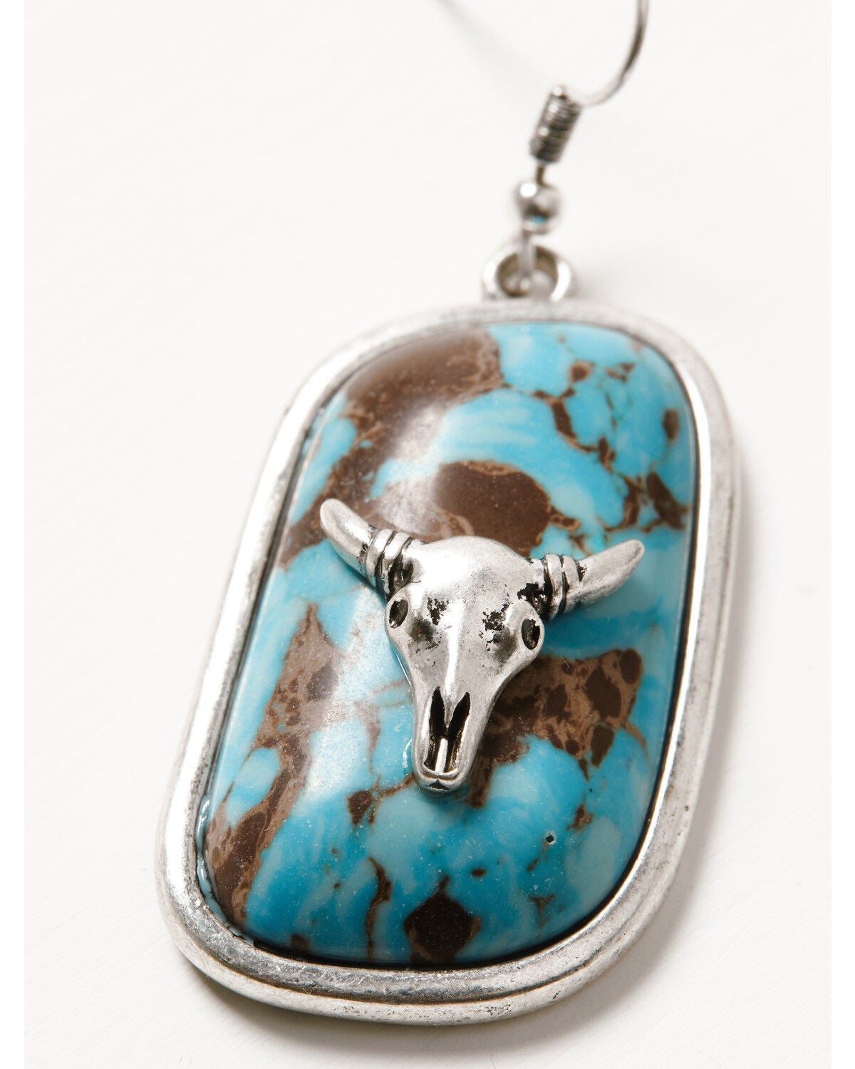 Image #2 - Idyllwind Women's Steer Head Drop Earrings, Silver, hi-res