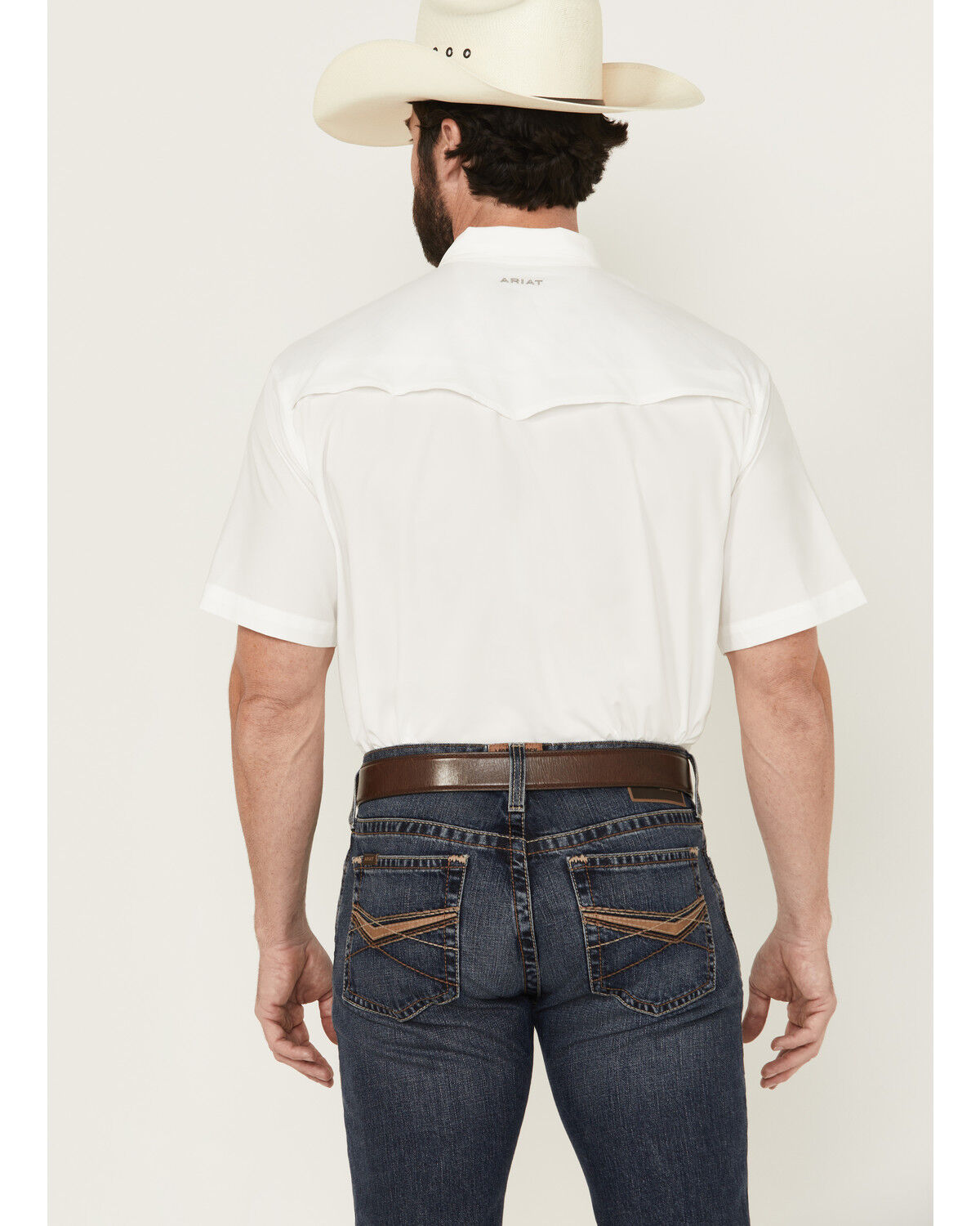 Image #4 - Ariat Men's VentTek Solid Short Sleeve Snap Performance Western Shirt, White, hi-res
