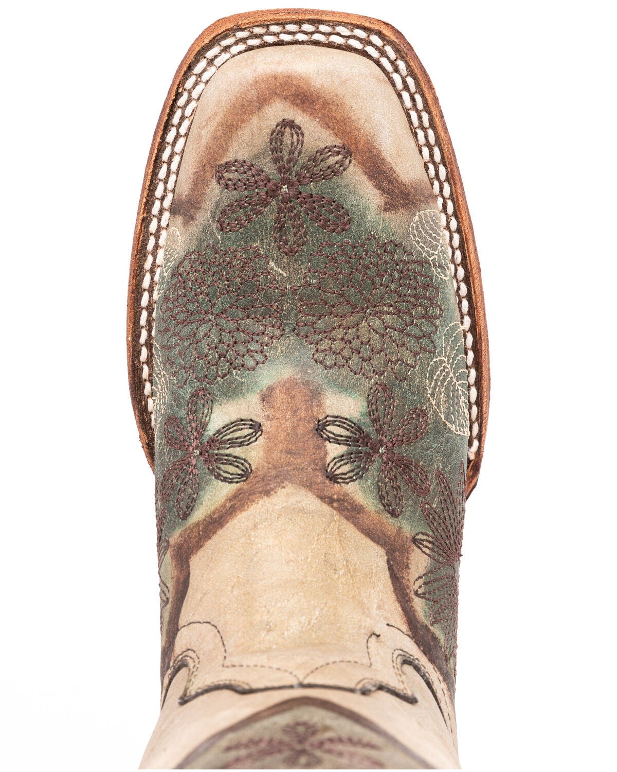 Image #6 - Circle G Women's Sand Brown Floral Embroidered Western Boots - Square Toe, , hi-res
