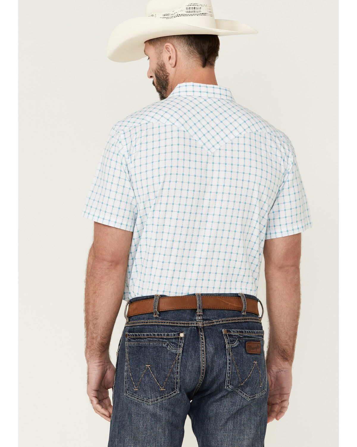Image #4 - Moonshine Spirit Men's River Delta Small Plaid Short Sleeve Pearl Snap Western Shirt, Cream, hi-res