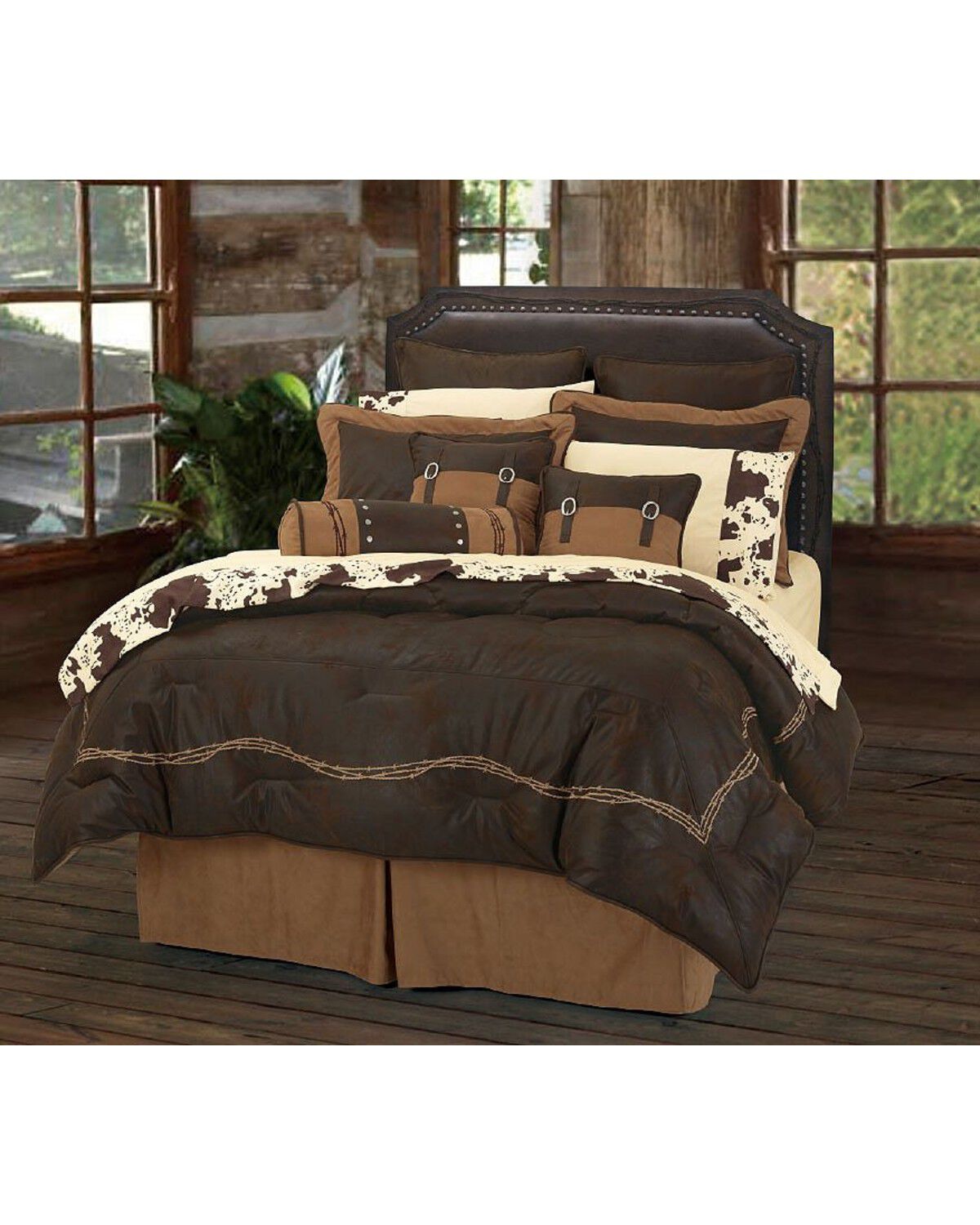 HiEnd Accents Embroidered Barbwire King Comforter Set - 7 Piece, Multi, hi-res