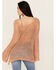 Image #4 - People of Leisure Women's Open Crochet Long Sleeve Sweater, Coral, hi-res