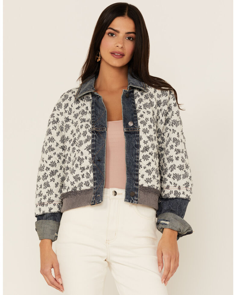 Free People Women's Ditsy Floral Denim Jacket, Multi, hi-res
