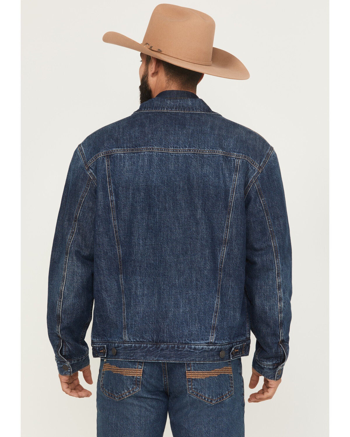 Image #4 - Wrangler Retro Men's Dark Wash Denim Sherpa Lined Jacket, Dark Wash, hi-res