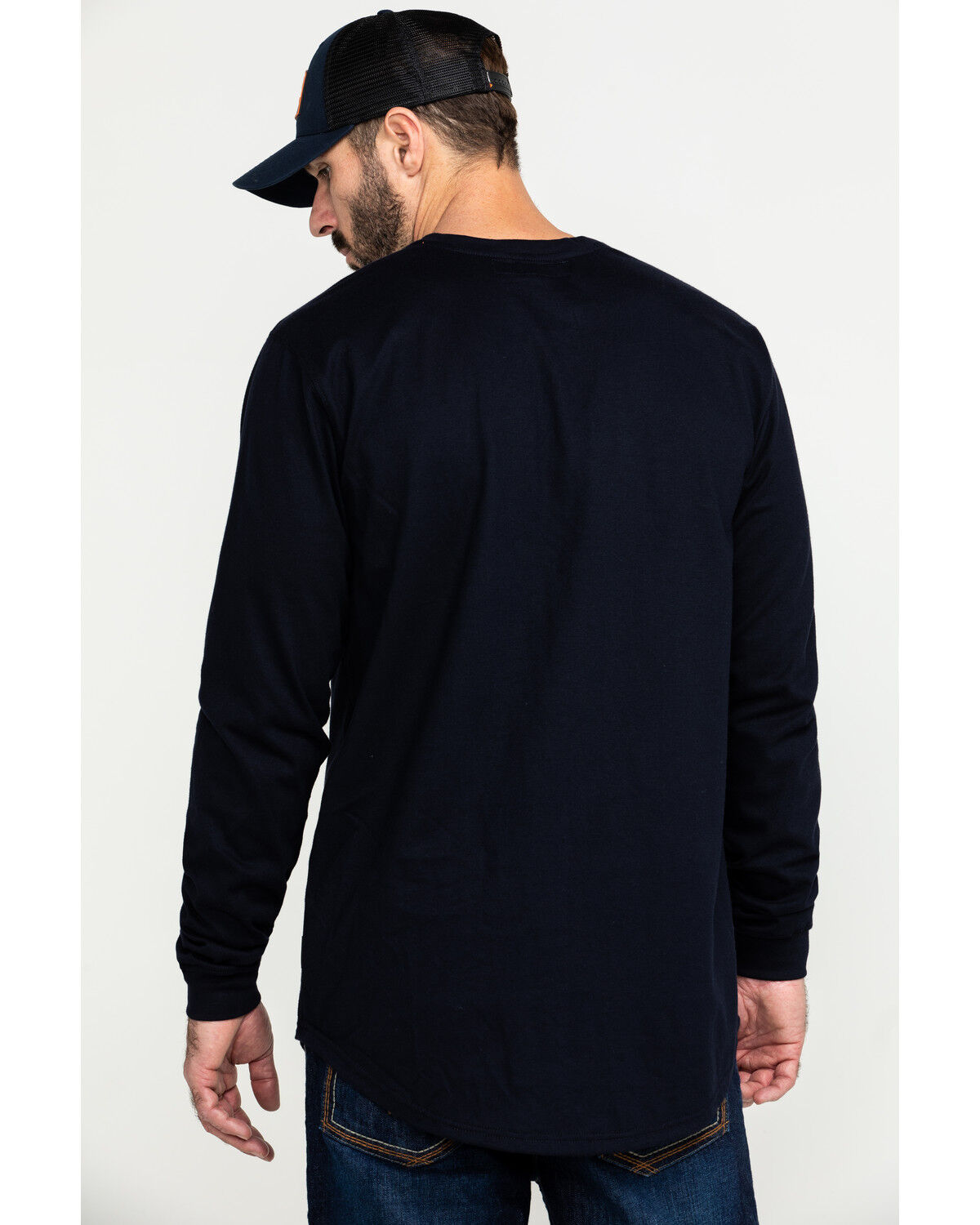 Image #2 - Hawx Men's FR Pocket Henley Long Sleeve Work Shirt - Tall, Navy, hi-res