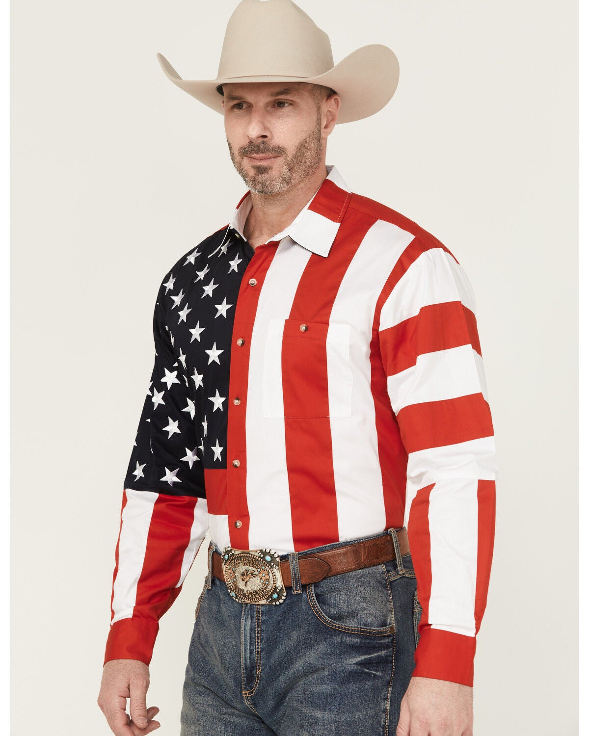 Image #2 - Rangewear by Scully Men's Patriotic American Flag Western Shirt, Multi, hi-res