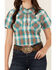 Image #3 - Shyanne Women's Plaid Print Short Sleeve Button-Down Stretch Western Shirt, Caramel, hi-res