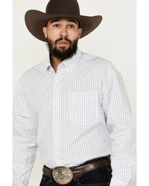 Image #2 - George Strait by Wrangler Men's Checkered Print Long Sleeve Button-Down Shirt - Tall , White, hi-res