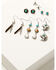 Image #1 - Shyanne Women's Americana Long Horn Earring Set - 6 Piece, Silver, hi-res