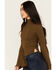 Shyanne Women's Rib Knit Mock Neck Bell Sleeve Top , Forest Green, hi-res