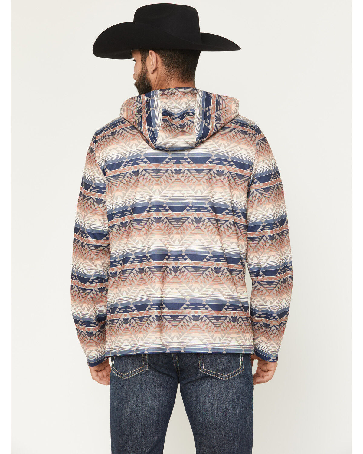Image #4 - Rock & Roll Denim Men's Southwestern Print Performance Hooded Sweatshirt, Tan, hi-res