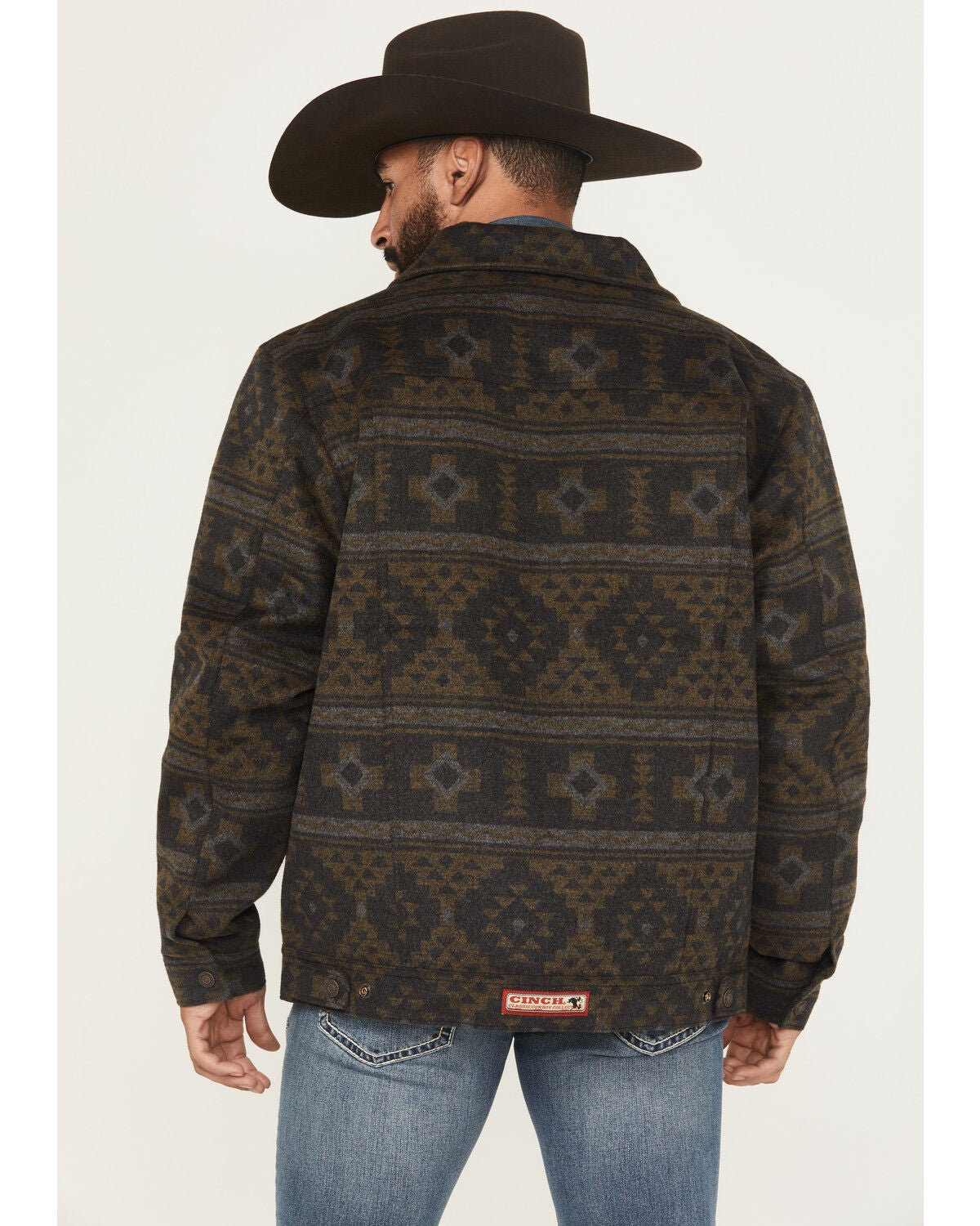 Image #4 - Cinch Men's Southwestern Print Trucker Snap Jacket, Charcoal, hi-res