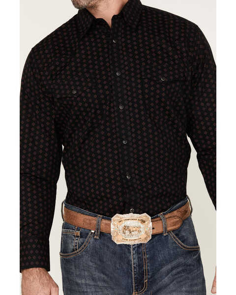 Image #3 - Wrangler Men's Silver Edition Geo Print Long Sleeve Snap Western Shirt, Black, hi-res
