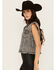 Image #3 - Veveret Women's Rhinestone Button-Down Denim Vest, Black, hi-res