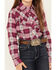 Image #3 - Wrangler Girls' Plaid Print Long Sleeve Pearl Snap Western Shirt, Pink, hi-res