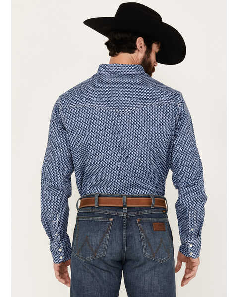 Image #4 - Wrangler 20X Men's Advanced Comfort Geo Print Long Sleeve Snap Western Shirt, Navy, hi-res