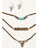 Image #1 - Shyanne Women's Cactus Rose Triple Longhorn Necklace & Earrings 4-Piece Set, Rust Copper, hi-res